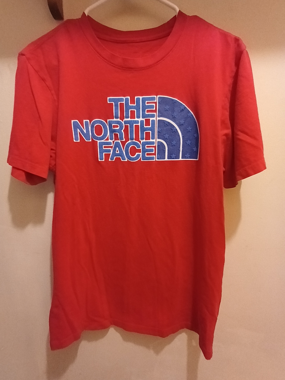 The North Face Red Tee with Blue Logo